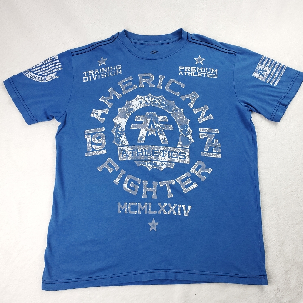 American Fighter Premium Athletics Training Division Blue T Shirt Mens Size S
